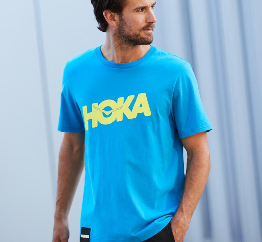 Tee Mens - Hoka One One Brand - Blue - XKUGIFC-15